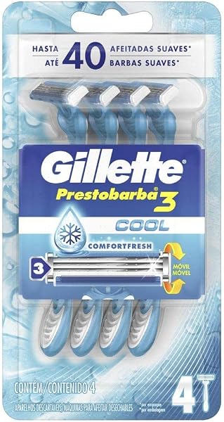 Aparelho de Barbear Descartável Gillette Prestobarba3 Cool, 4 Unidades