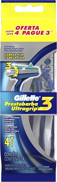 Gillette Prestobarba UltraGrip3 Aparelho de Barbear Descartável