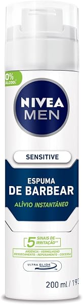 NIVEA MEN Espuma de Barbear Sensitive 200 ml, Pele Sensível